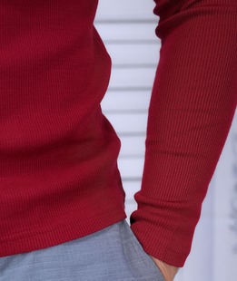 Ανδρικό κομψό ημι-πόλο χρώμα Cherry