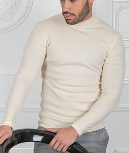 Ανδρικό κομψό ημι πόλο  εκρού χρώμα