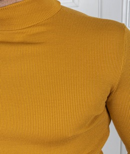 Ανδρικό κομψό ημι πόλο χρώμα μουστάρδας 