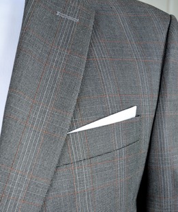 Ανδρικό γκρι καρό κλασικό σακάκι με καφέ ρίγες Ανδρικό γκρι καρό κλασικό σακάκι με καφέ ρίγες