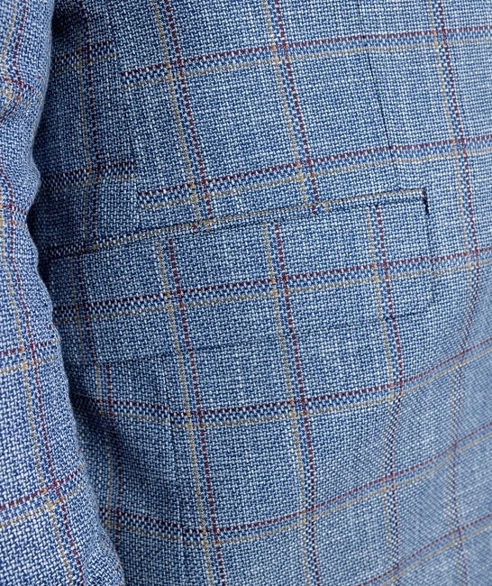 Ανδρικο καρό σπορ σακάκι χρώμα μπλε με μπορντό γραμμές