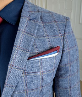 Ανδρικο καρό σπορ σακάκι χρώμα μπλε με μπορντό γραμμές
