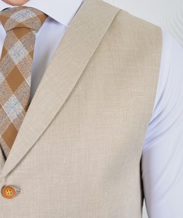 Ανδρικό μπεζ γιλέκο  μόνη στερέωση με δύο τσέπες