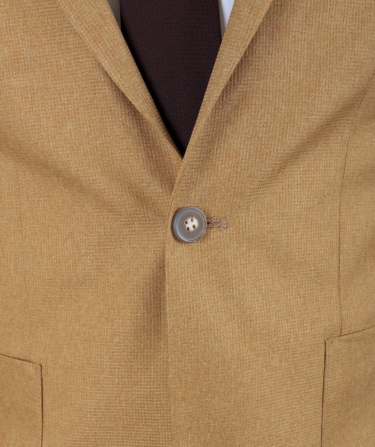 Κομψό ανδρικό σακάκι μουσταρδί χρώμα με ένα κουμπί 