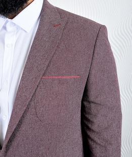 Ανδρικό σακάκι από ανάγλυφο ύφασμα σε μεγάλο μέγεθος μπορντό χρώμα