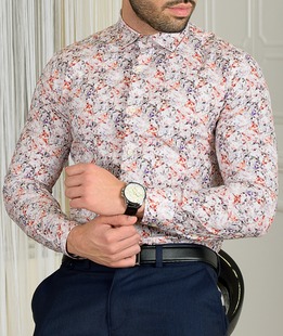 Ανδρικό άσπρο πουκάμισο με μικρά ρομβοειδή στοιχεία