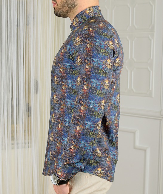 Ανδρικό χρωματιστό πουκάμισο σε τρίγωνα