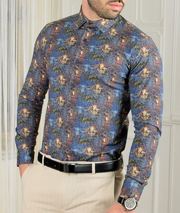 Ανδρικό χρωματιστό πουκάμισο σε τρίγωνα