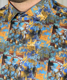 Ανδρικό χρωματιστό πουκάμισο με λουλούδια και φύλλα