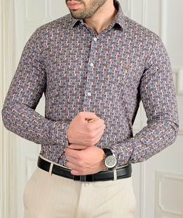 Ανδρικό πουκάμισο σε μικρά τετράγωνα 