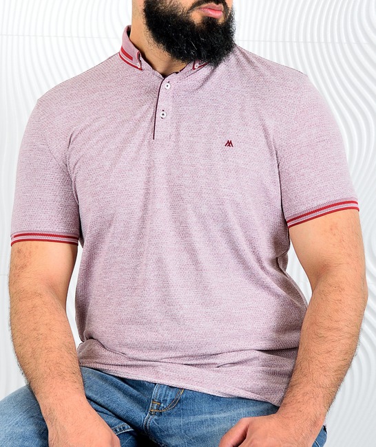Ανδρικό μπλουζάκι πόλο μπορντό χρώμα σε μεγάλο μέγεθος 