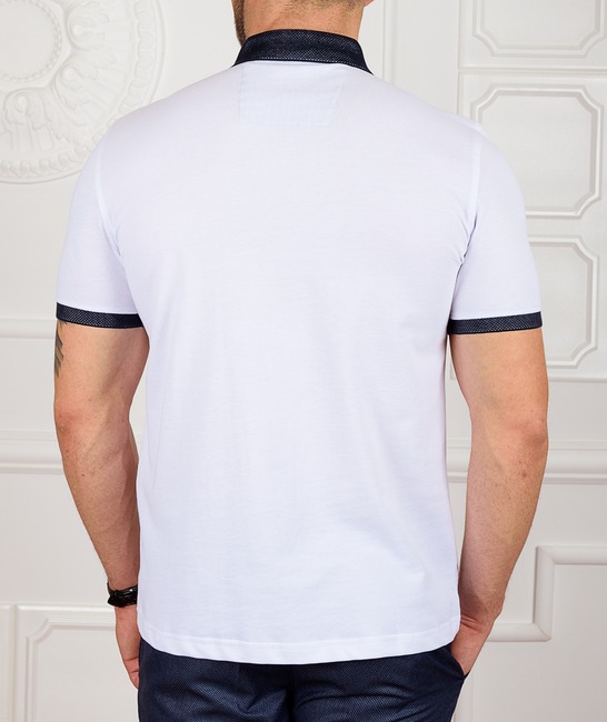 Ανδρικό λευκό μπλουζάκι πόλο τύπου Lacoste