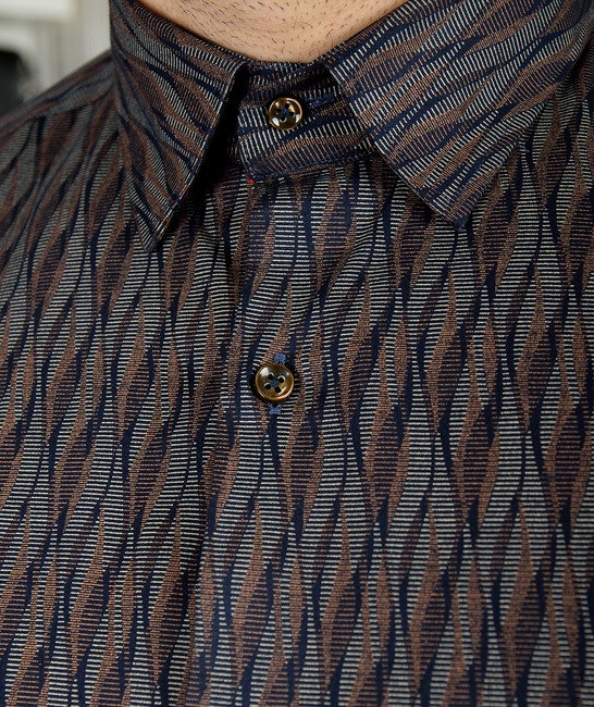 Ανδρικό πουκάμισο με σπειροειδή στοιχεία χρώμα Hardal