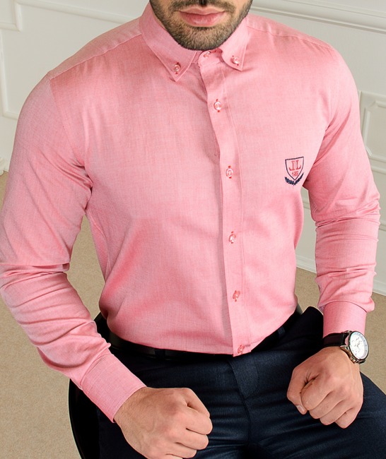 Ανδρικό πουκάμισο καρπούζι με κεντημένο λογότυπο