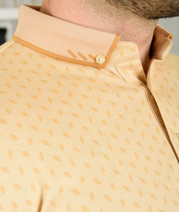 Ανδρικό μπλουζάκι με γιακά χρώμα μουσταρδί