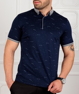 Ανδρικό μπλε μπλουζάκι με διακοσμητικές επιγραφές