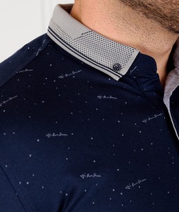 Ανδρικό μπλε μπλουζάκι με διακοσμητικές επιγραφές