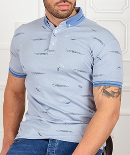 Ανδρικό μπλε μπλουζάκι με μικρά φύλλα και σχέδια