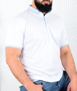 Ανδρικό πουκάμισο πόλο λευκό χρώμα μεγάλο μέγεθος