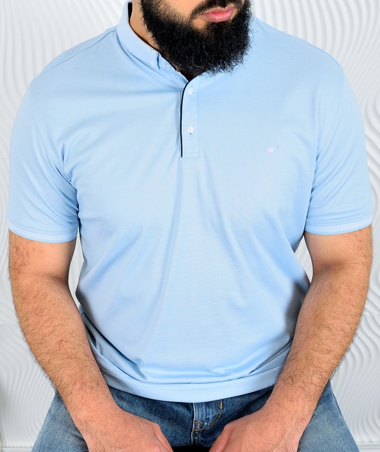 Ανδρικό μπλουζάκι πόλο γαλάζιο χρώμα μεγάλο μέγεθος