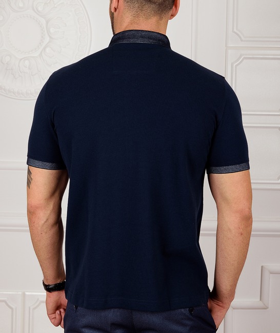 Ανδρικό σκούρο μπλε μπλουζάκι πόλο  τύπου Lacoste