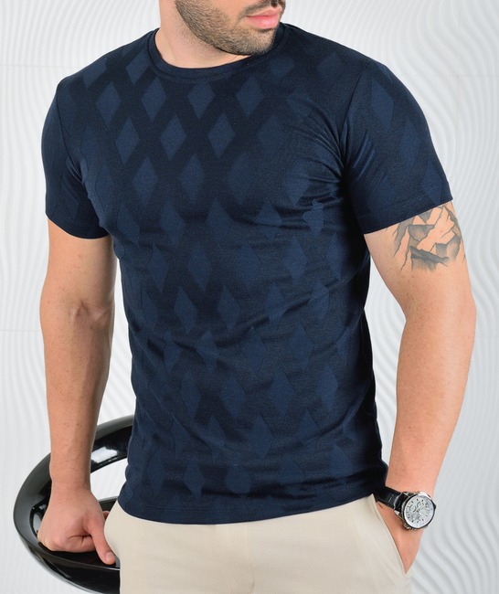 Ανδρικό μπλε μπλουζάκι με ρομβοειδές 