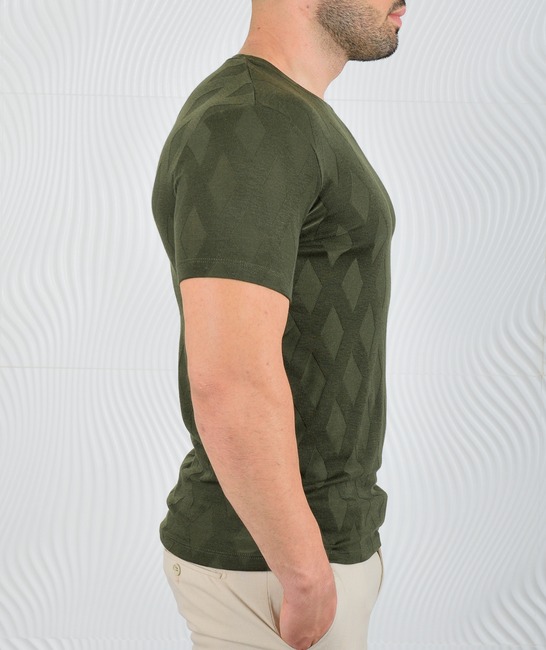 Ανδρικό μπλουζάκι πράσινο χρώμα με ρομβοειδες