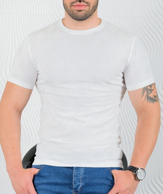 Ανδρικό λευκό μπλουζάκι με ρομβοειδες