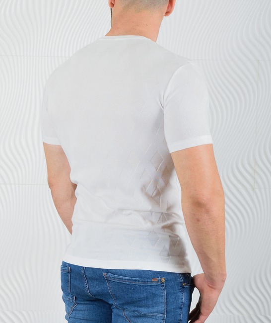Ανδρικό λευκό μπλουζάκι με ρομβοειδες
