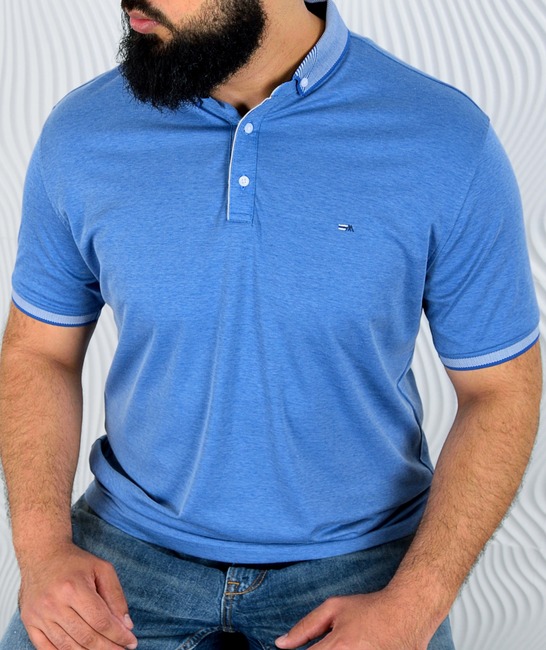 Ανδρικό μπλουζάκι πόλο μπλε χρώμα μεγάλο μέγεθος