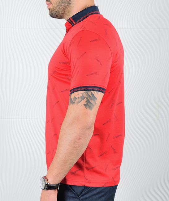 Ανδρική κόκκινη μπλούζα πόλο με στοιχεία
