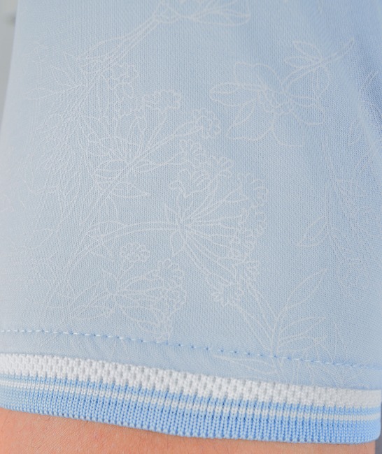 Ανδρικό γαλάζιο μπλουζάκι πόλο με λευκά λουλούδια