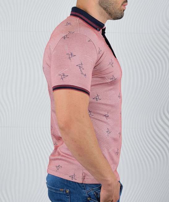 Ανδρικό μπλουζάκι  πόλο μπορντό χρώμα με ρίγες