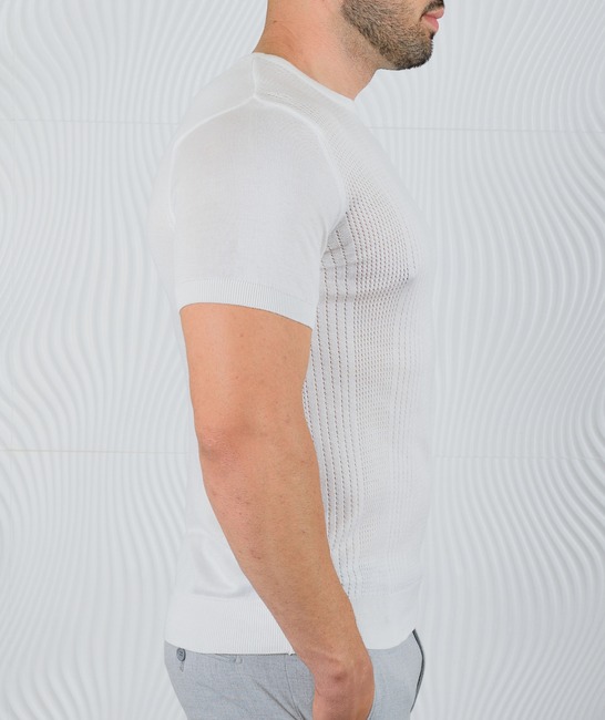 Λευκό ανδρικό πλεκτό μπλουζάκι