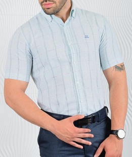 Ανδρικό κοντομάνικο πουκάμισο πράσινο λινό  