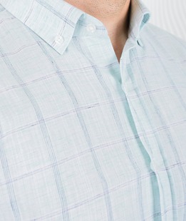 Ανδρικό κοντομάνικο πουκάμισο πράσινο λινό  