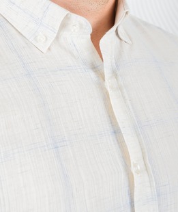 Ανδρικό λινό κοντομάνικο πουκάμισο μπεζ χρώμα