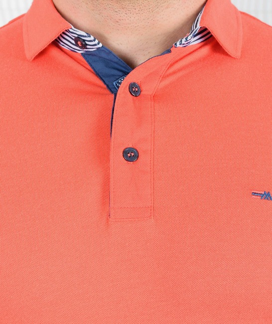 Ανδρικό μπλουζάκι με γιακά χρώμα καρπούζι