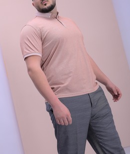 Ανδρικό μπλουζάκι με λογότυπο μεγάλου μεγέθους χρώμα πούδρα