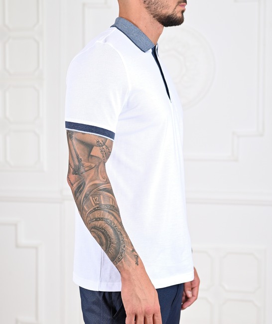 Ανδρικό λευκό μπλουζάκι με γιακά