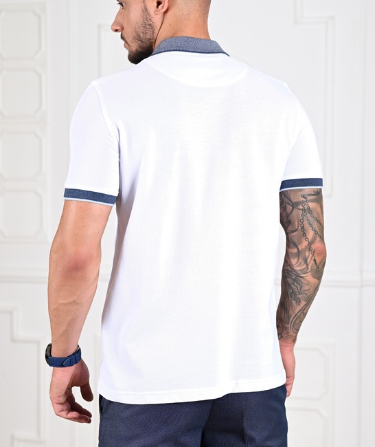 Ανδρικό λευκό μπλουζάκι με γιακά