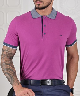 Ανδρικό μωβ μπλουζάκι με γιακά