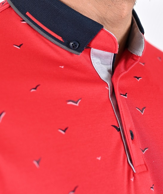  Ανδρικό πόλο μπλουζάκι 3D με birds κόκκινο χρώμα