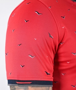  Ανδρικό πόλο μπλουζάκι 3D με birds κόκκινο χρώμα