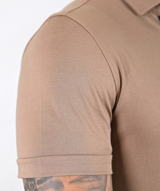 Ανδρικό μπλουζάκι πόλο χρώμα καφέ με τσέπη