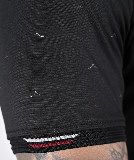 Ανδρικό μπλουζάκι πόλο με birds μαύρο χρώμα