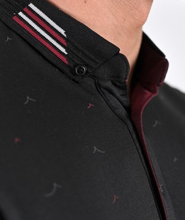 Ανδρικό μπλουζάκι πόλο με birds μαύρο χρώμα