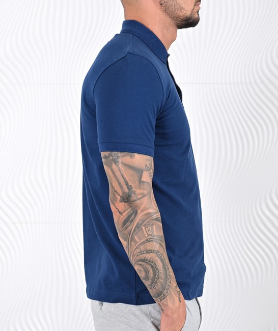 Ανδρικό μονόχρωμο πόλο μπλουζάκι σκούρο μπλε