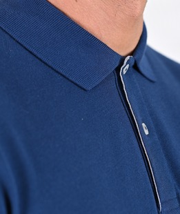 Ανδρικό μονόχρωμο πόλο μπλουζάκι σκούρο μπλε