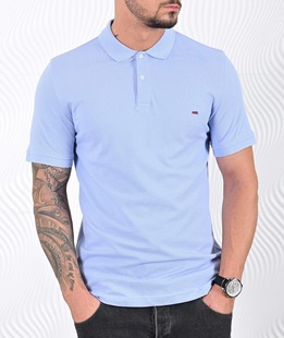 Ανδρικό μονόχρωμο μπλουζάκι πόλο χρώμα ναυτικό μπλε